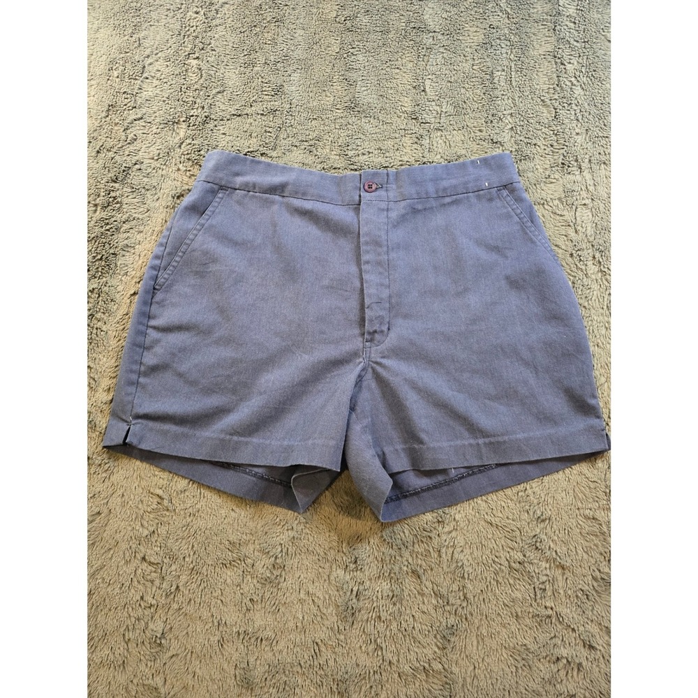 McGregor Vintage Mens Blue Gray Cotton Blend Elastic Back Casual Shorts RN 15928